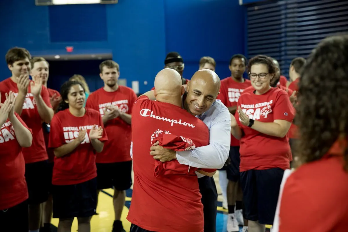 Yousef Al Otaiba visits the Special Olympics USA Training Camp at the University of Delaware in September 2018.
